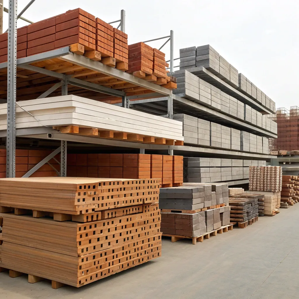 Stacks of high-quality building materials